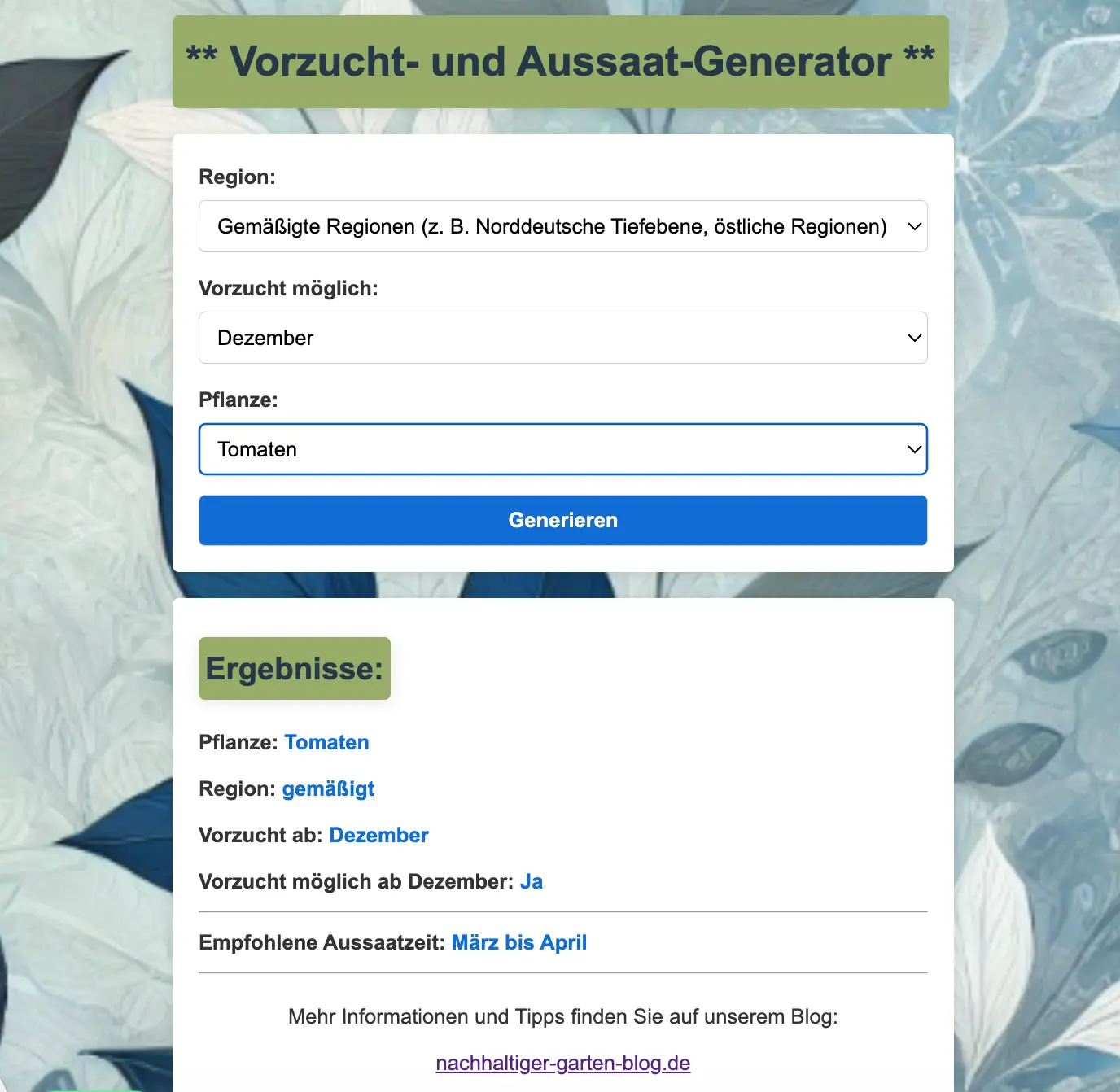 Vorzucht- und Aussaat-Generators